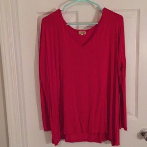 PIKO red long sleeve V-neck
